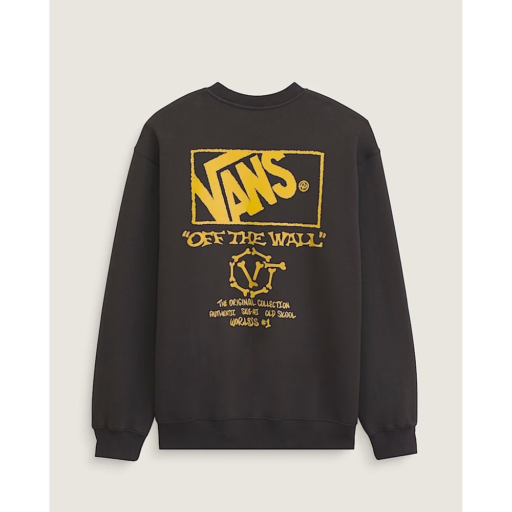 Vans Off The Wall Circle Bones Formula Crew Sweatshirt Black Mens Size S